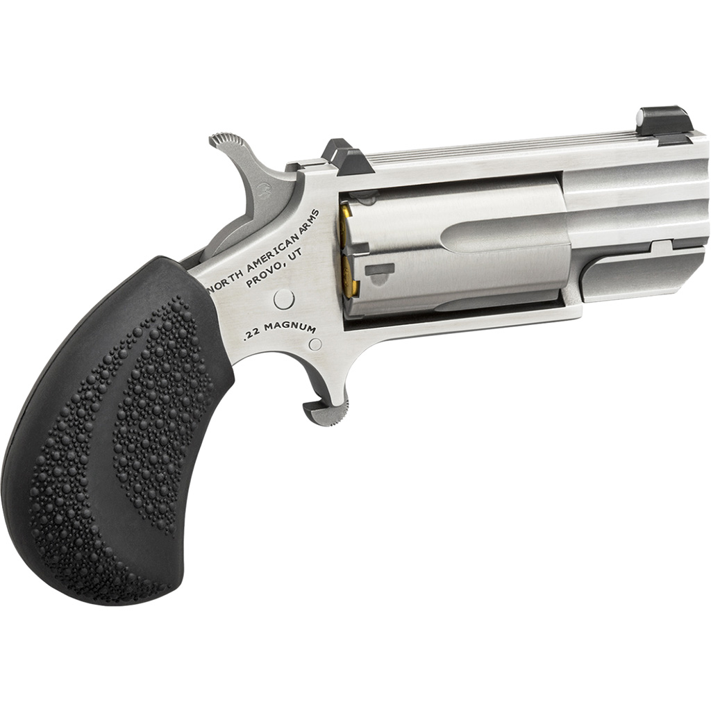 NAA Pug Revolver 22 WMR Stainless/Black Ported 1 in 5 rd. XS White-img-0
