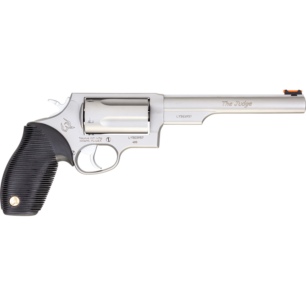 Taurus Judge Revolver 45 LC/410 ga. 6.5 in. Stainless 5 rd. Rubber Grips-img-0