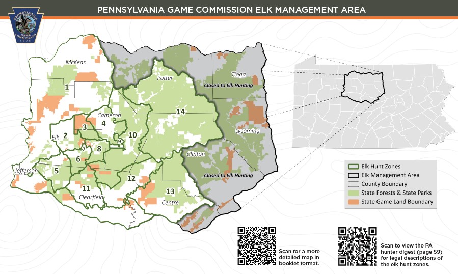 Pennsylvania Game Commission Elk Management Area Map